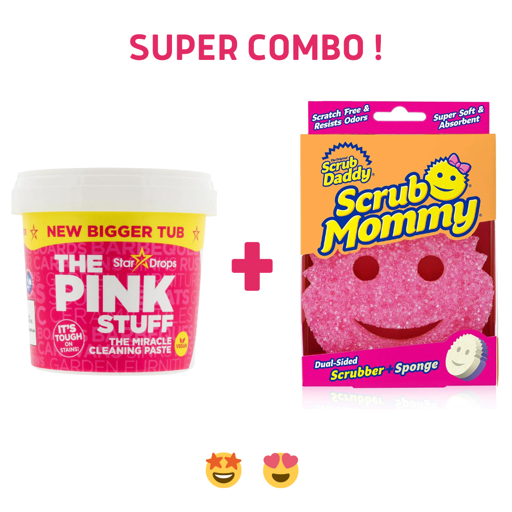 Super COMBO Pâte de Nettoyage Rose THE PINK STUFF 850 g + éponge Scrub Mommy Original